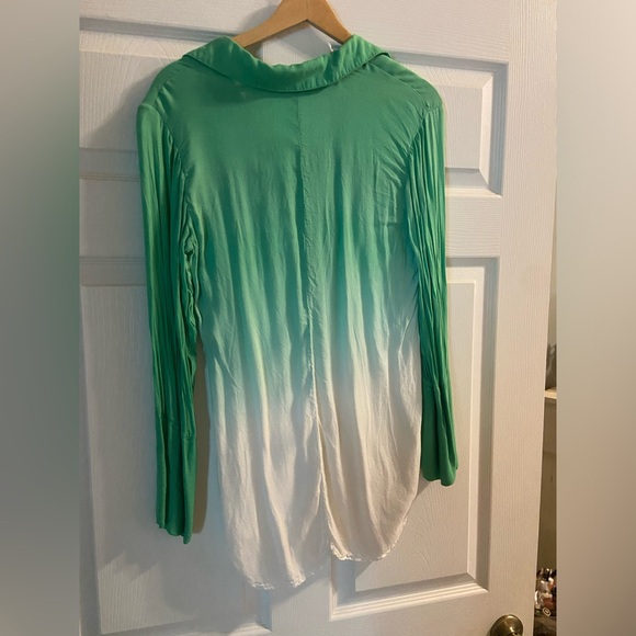 Anthropologie Cloth & Stone Ombré Blouse, Green & White - Picture 2 of 2